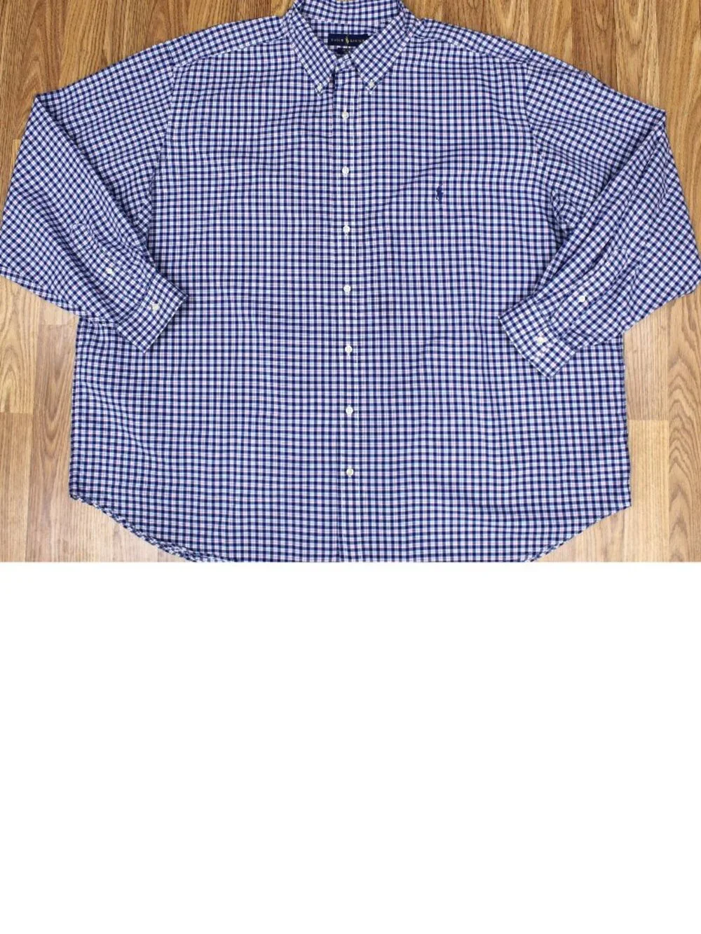 POLO RALPH LAUREN REGULAR FIT SHIRT BLUE & PINK PLAID 100% COTTON BIG 3XL, 3XB